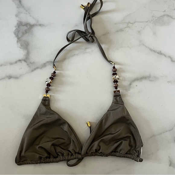 Beach Bunny *RARE* Ticket to Paradise Jeweled Bikini Set in Taupe - Picture 10 of 14